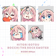 artist:shuwachii character:hitori_goto_(bochi_the_rock) emote emote:derp emote:heart emote:loading emote:peek emote:sob png series:bochi_the_rock // 480x480 // 180KB