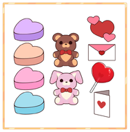 artist:inkyvivi asset card chalk_candy envelope heart lollipop love_letter png rabbit teddy_bear valentines_day // 780x793 // 148KB