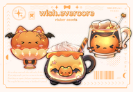 animal_ears artist:wishevercore asset bat_wings cat cauldron cup food halloween has_face marshmallow pattern png pumpkin star straw tos:credit_required tos:modification_allowed whip_cream // 780x542 // 277KB