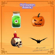 animated artist:tawaki asset_collection bat eyeball_jar gif halloween png pumpkin skull_candle // 780x780 // 511KB