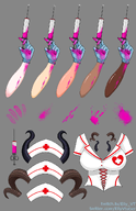 arms artist:elly asset_collection blood_smear blood_splatter clothes female gloves halloween hat horns large_chest medical_gloves needle nurse nurse_uniform outfit pink_blood png series:danganronpa with_arms // 780x1205 // 441KB