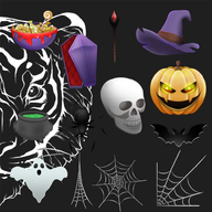 animated artist:streamassets asset_collection bat candy cauldron coffin ghost halloween has_face hat png pumpkin skull spider spider_web staff witch_hat // 780x780 // 222KB