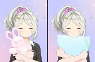 animal artist:nizimalive asset hugging pillow plushie rabbit tos:follow_required tos:retweet_required with_arms // 1360x900 // 50KB