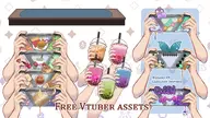 artist:allenerie asset_collection bubble_tea character:lazulight_(nijisanji) drink food game_controller nintendo_switch pattern png series:nijisanji tos:credit_optional tos:modification_allowed with_arms // 780x439 // 147KB