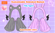 animal_ears artist:mado_hime asset bat_wings blanket cat clothes goth halloween live2d pastel rabbit // 780x468 // 234KB