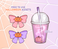 artist:napdraws asset bow drink ghost halloween pattern png pumpkin straw // 780x659 // 415KB