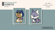 animal animated artist:tawaki asset character:palamute_(monster_hunter_rise) character:palico_(monster_hunter_rise) mascot mov plushie png series:monster_hunter_rise // 780x439 // 193KB