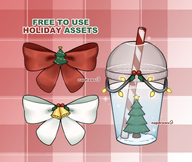 artist:napdraws asset_collection bell bow christmas christmas_lights christmas_tree cup drink mistletoe png snowflake straw // 780x659 // 267KB