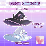 artist:mado_hime asset bow character:cinnamoroll_(sanrio) character:kuromi_(sanrio) clothes halloween hat png series:sanrio tos:credit_optional witch_hat // 780x780 // 287KB