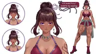 abs artist:angriegg bikini_top boots female full_body large_chest live2d muscle shorts tattoo vtuber_model // 780x439 // 261KB