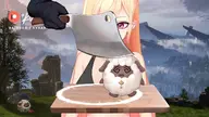 animal animated artist:kvxart asset character:chikpii_(palworld) character:lamball_(palworld) cutting_board knife live2d meat_knife pal_(palworld) series:palworld table weapon with_arms // 1920x1080 // 102KB