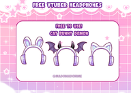 animal_ears artist:mado_hime asset bat_wings cat demon headphones horns png rabbit // 780x557 // 195KB
