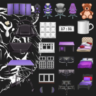 artist:streamassets asset_collection bed chair clock gaming_chair gaming_wheel headset microphone monitor mug paravent png room speaker table teddy_bear triple_monitor vase window // 780x780 // 256KB