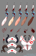 arms artist:elly asset_collection blood_smear blood_splatter clothes female gloves halloween hat horns large_chest medical_gloves needle nurse nurse_uniform outfit png with_arms // 780x1205 // 435KB