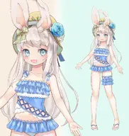 animal_ears artist:yukinoa bikini bikini_skirt bow female flat_chest flower frills hat live2d long_hair rabbit sandals swimsuit tos:commercial_use_allowed tos:credit_required tos:modification_prohibited tos:redistribution_prohibited vtuber_model // 969x1024 // 269KB
