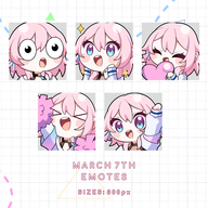 artist:shuwachii character:march_7th_(honkai_star_rail) emote emote:cheer emote:heart emote:sparkle emote:surprise emote:wave png pompom series:honkai_star_rail // 480x480 // 176KB