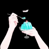 artist:okichii_spice asset cherry dessert_stand eating food_on_face jelly png spoon tos:like_required tos:redistribution_prohibited tos:retweet_required with_arms with_mouth // 480x480 // 48KB