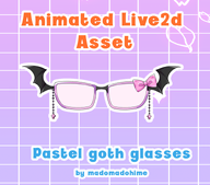 artist:mado_hime asset bat_wings bow glasses goth halloween live2d tos:credit_required // 780x688 // 173KB